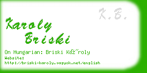 karoly briski business card